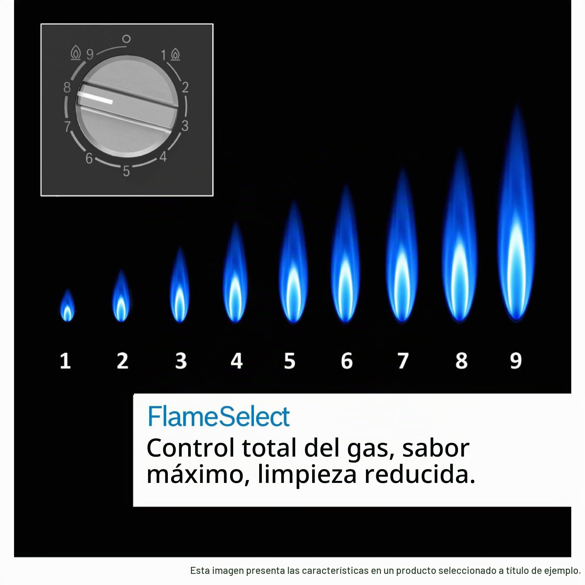 Bosch PCC6A5I90 Serie 6 Cocina Gas 3 Flams 60cm Acero Inoxidable | 60 cm, acero inoxidable, 3 fogones, botones extraíbles, FlameSelect