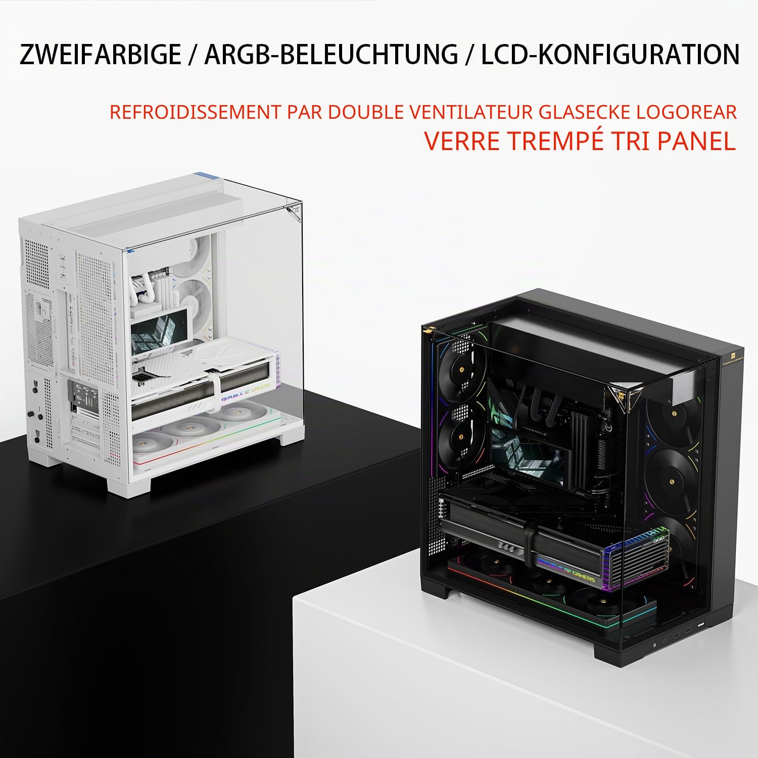 TR-Thermalright A70 Boîtier de vitrage panoramique - Gestion des câbles dissimulée + montage sans outil - Prend en charge les cartes mères ATX, M-ATX et ITX ainsi que les cartes graphiques jusqu'à 420