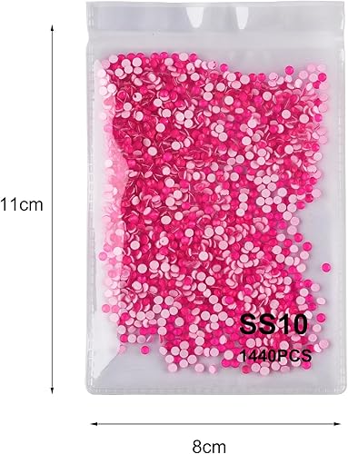 Miniatura 5 de BLINGINBOX Diamantes de imitación de cristal con parte trasera plana, gemas de neón, 1440 unidades de diamantes de imitación de cristal no