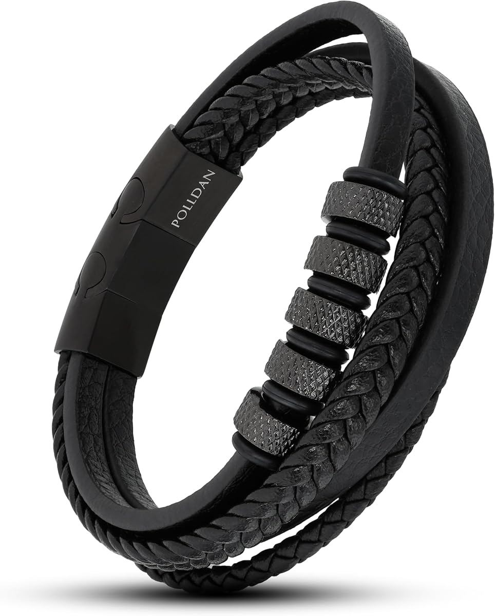 Mens Leather Bracelet | Stylish Braided Wristband with Magnetic Clasp | Unique Gifts for Men, Dad, and Boyfriend | Casual Stainless Steel Jewelry | Pulseras para Hombres
