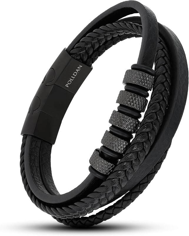 Mens Leather Bracelet | Stylish Braided Wristband with Magnetic Clasp | Unique Gifts for Men, Dad, and Boyfriend | Casual Stainless Steel Jewelry | Pulseras para Hombres
