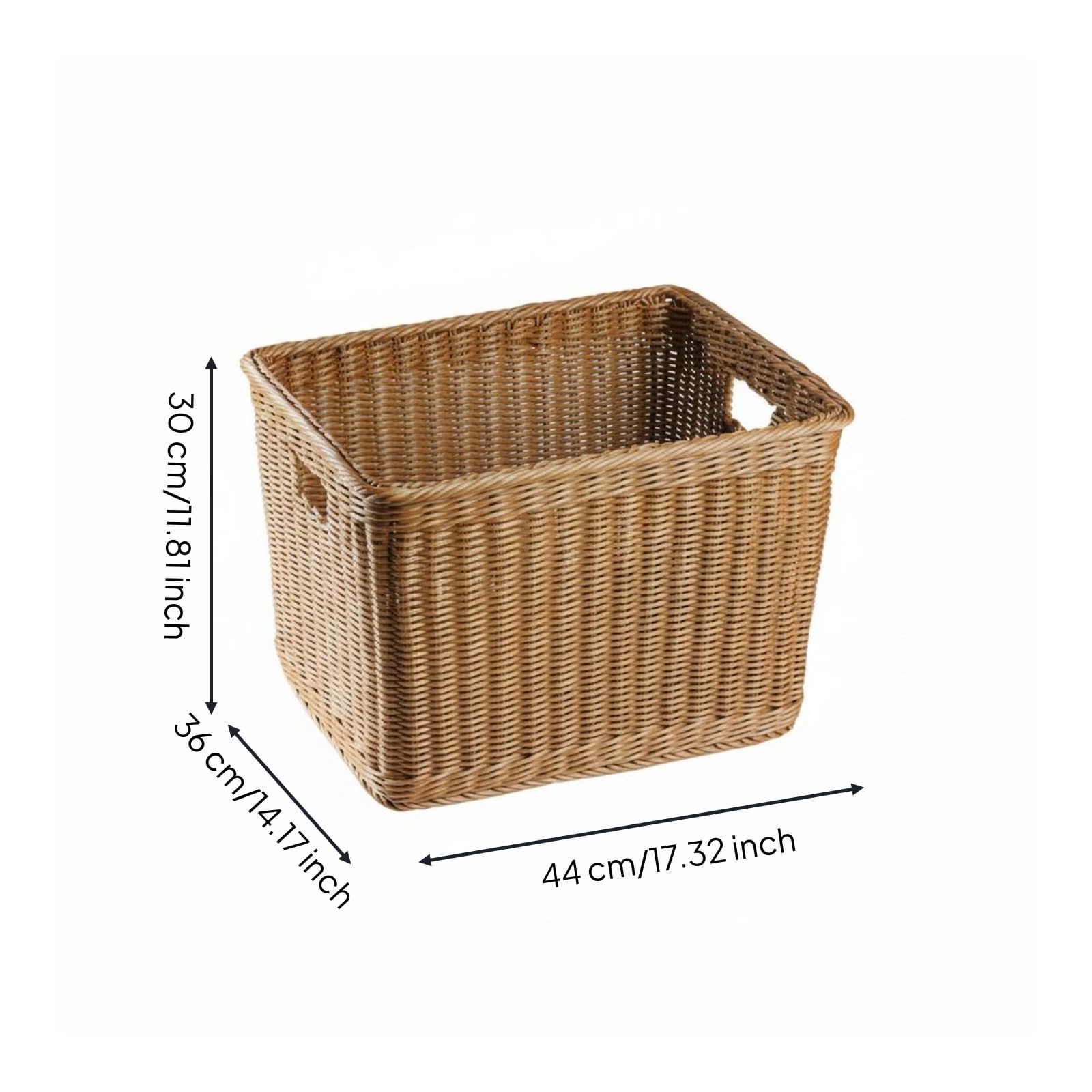 Cesta de Almacenamiento Tejida Cuadrada de Plástico Ratán con Interior Amplio y Estructura Firme Adecuada para Guardar Prendas Juguetes y Objetos del, Marrón, 44 36 30H