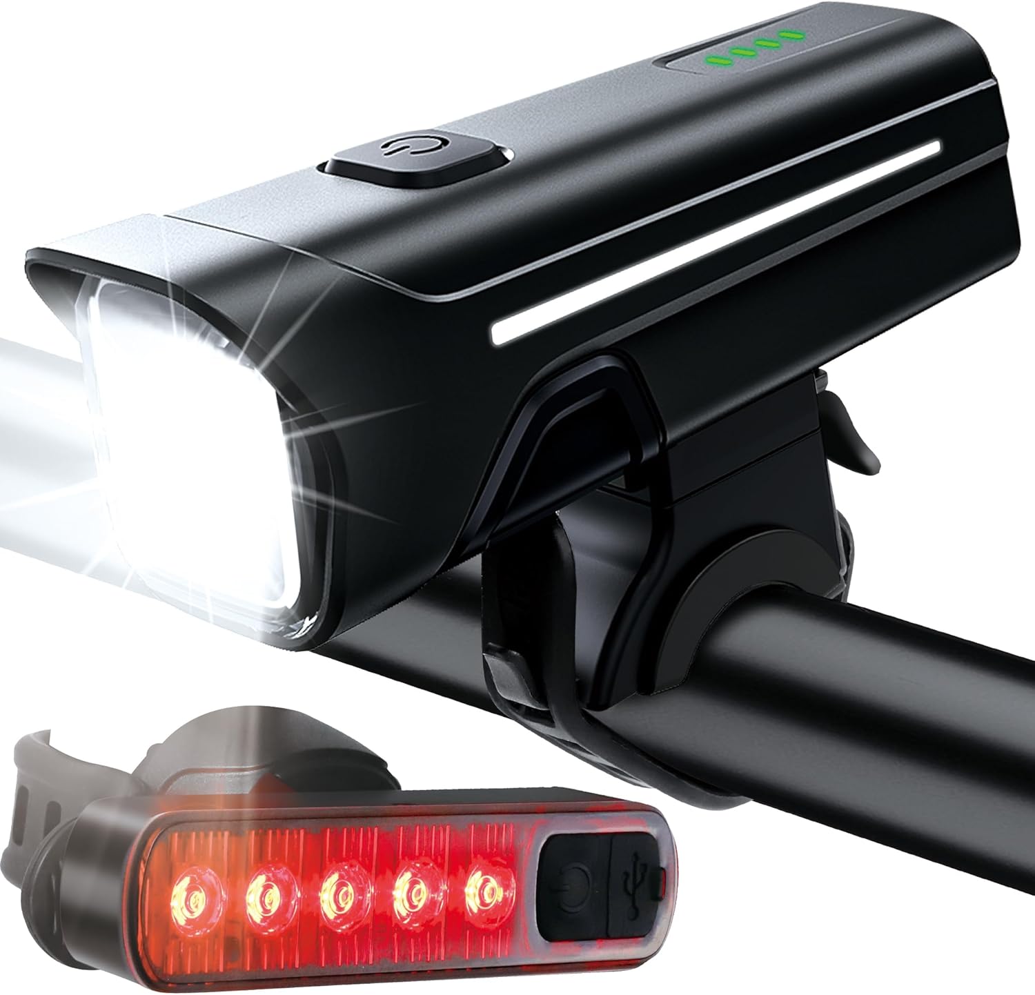 G2FS LITH- Bcycle Front and Rear Light Set. USB-Rechargeable Bike Lights Feature 4+5 Lighting Modes for Night Riding，Suitable for Night Riding& Handheld Flashlights