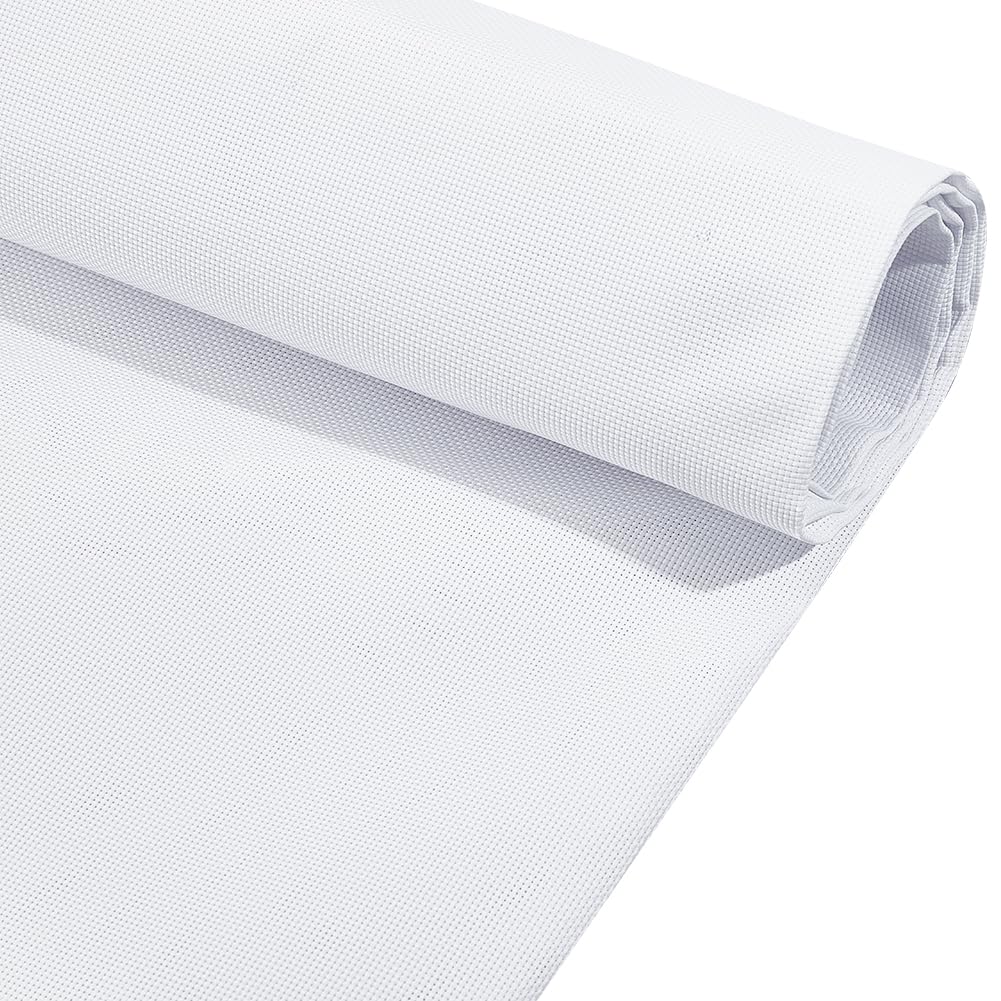 BENECREAT 18CT Polyester Cross Stitch Fabric, 1x1.5m/39x59 Inch White Cross Stitch Aida Fabric for Craft Embroidery, Handmade Needlework, DIY Handicrafts
