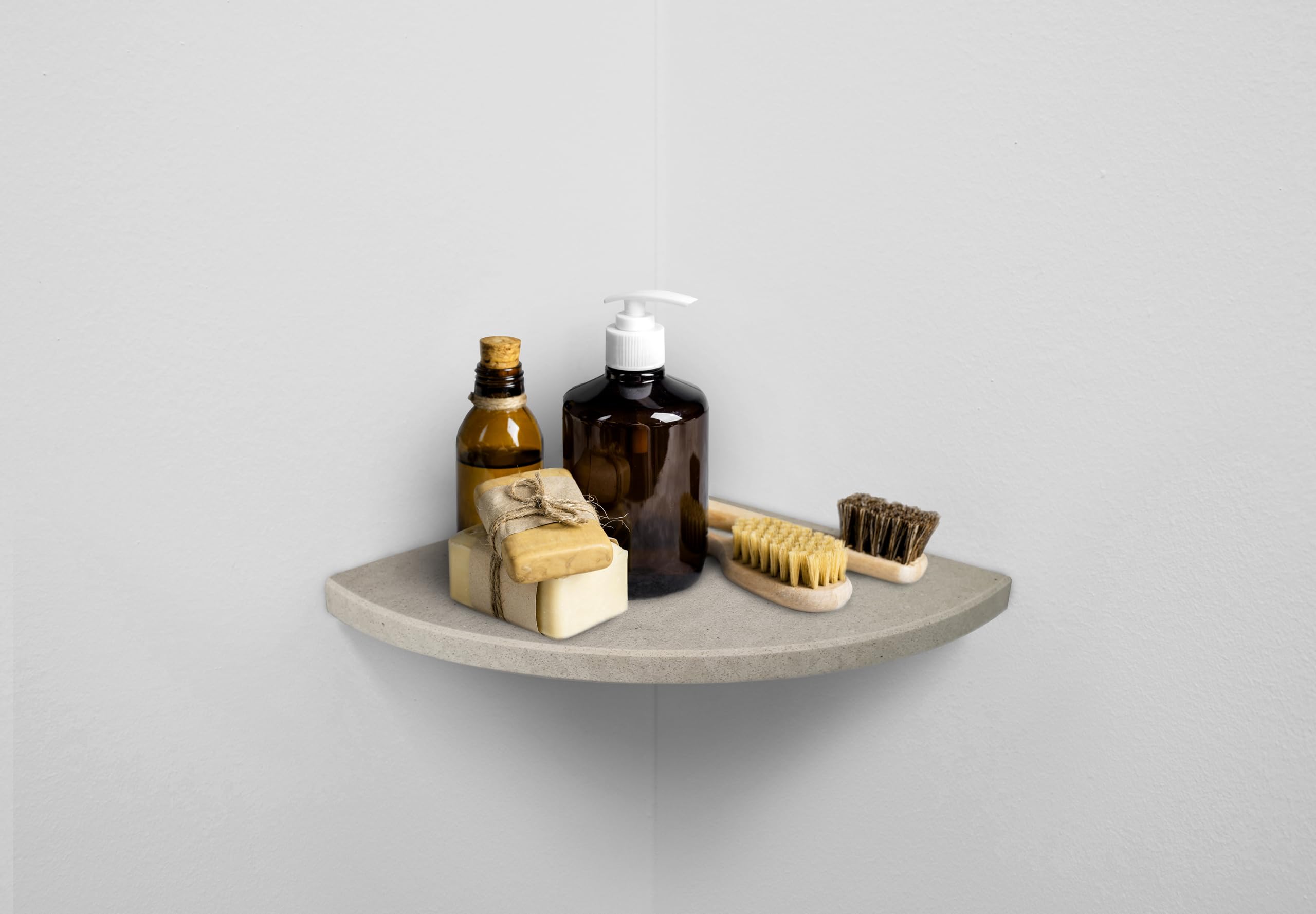 ALEDA STONE Mensola Angolare Da Muro in Marmo, Mensole Ad Angolo, Modello Easy con Kit di Montaggio, 1 pezzo, Incasso a Scomparsa,22.9x22.9x2cm, Lucida (Silk Beige)