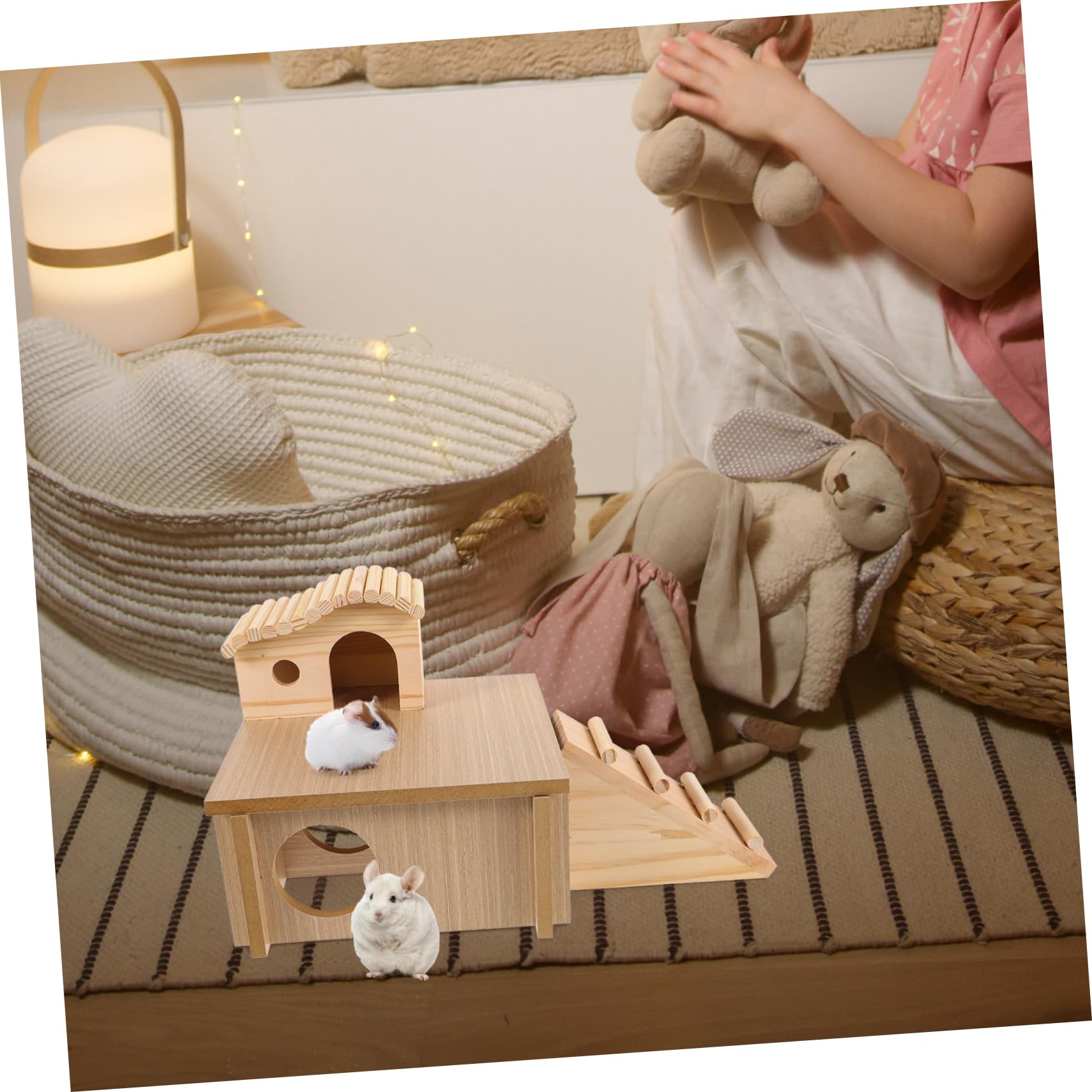DOITOOL Bois Échelle Maison de Cachette pour Hamster, 1 Set