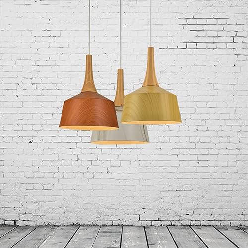 Miniatura 5 de Lámpara colgante de grano de madera, estilo escandinavo, accesorios para el hogar, 1 luz de altura ajustable, lámpara colgante de metal industrial