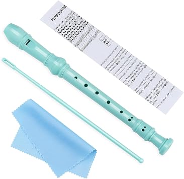 Fansjoy Soprano Recorder for Children Beginners, German Style C Key 8-Hole Recorder Instrument ABS 3 Piece with Cleaning Kit, Blue