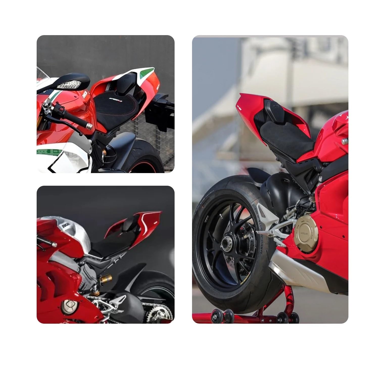 Housse Selle pour Panigale pour Street pour Fighter V2 V4 V4S V4R Section Arrière De Moto Couvercle Carénage Capot Siège Solo(ColorB1)
