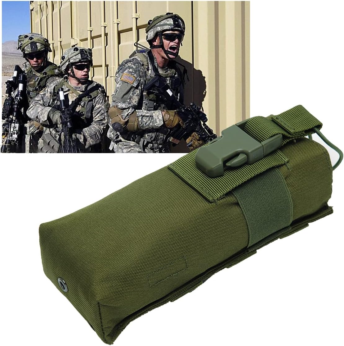 AR-152 Tactical Radio Holder - Molle Compatible, Nylon Case for GPS, Phone, UV-5R, 3800mAh Two Way Radio, Walkie Talkies Green