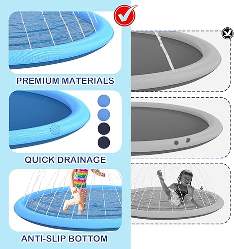 Miniatura 8 de Almohadilla de aspersor para perros – Bañera de piscina para mascotas de 67 pulgadas de grosor, juego de verano para mascotas y juguetes acuáticos