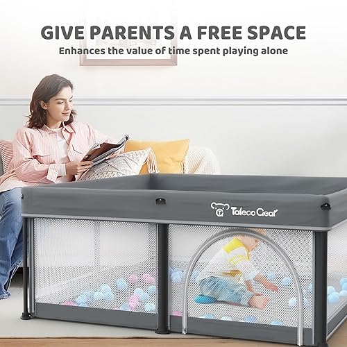 Miniatura 5 de Bolígrafo plegable de juego para bebés de 50 x 50 pulgadas con paspartú, corralito para bebés y niños pequeños, corralito para bebés con puerta,