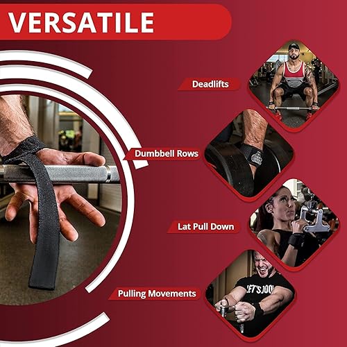 Miniatura 4 de Bear Grips Correas de levantamiento - Correas de gimnasio y levantamiento de pesas para hombres y mujeres, soporte de peso muerto, 2 pares