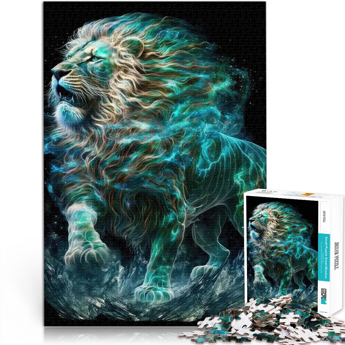 1000 Adult Pieces Jigsaw Puzzle Aqua Lion lustige Spiele für die ganze Familie mit passendem Poster und Quizblatt38x26cm — image 1