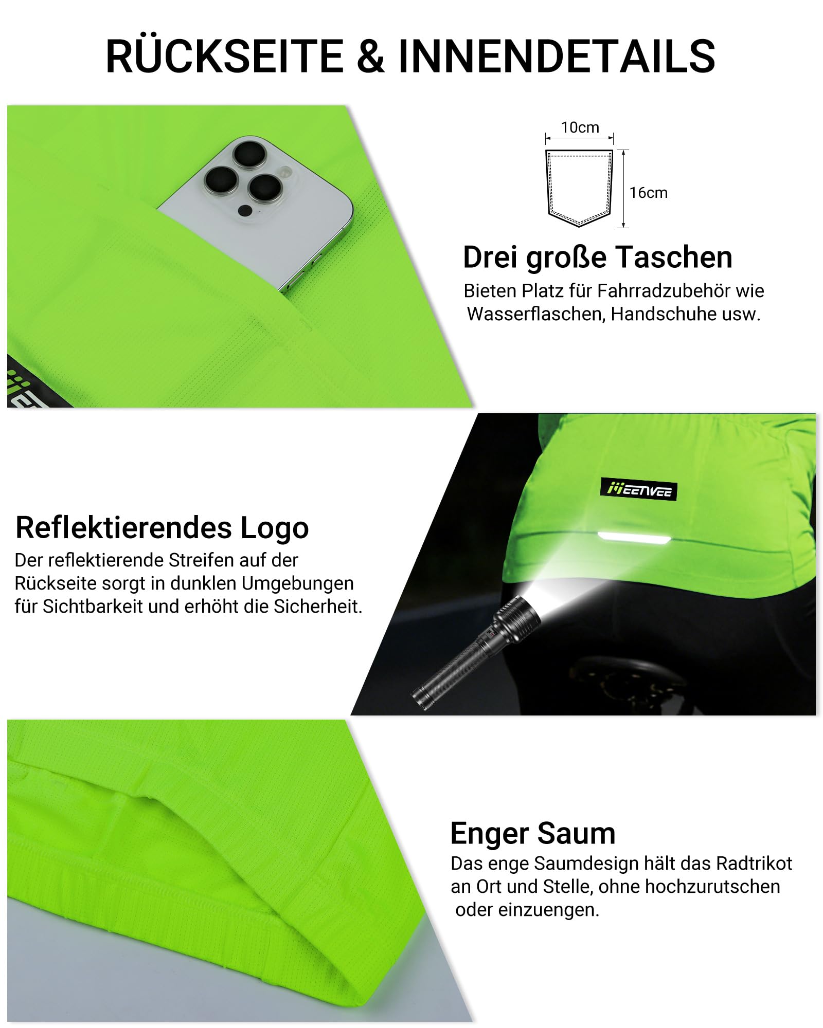 MEETYOO Maglia da Ciclismo da Uomo a Maniche Corte e Maniche Lunghe, Traspirante, Leggera, ad Asciugatura Rapida, con Cerniera Facile da Aprire e 3 Tasche Posteriori, Ideale per la Primavera e