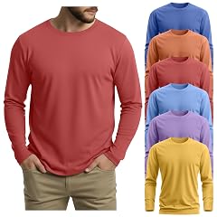 6 Pack Mens Big and Tall Shirts 95 Cotton Plus Size Long Sleeve Tops Crewneck Casual Basic Multipack