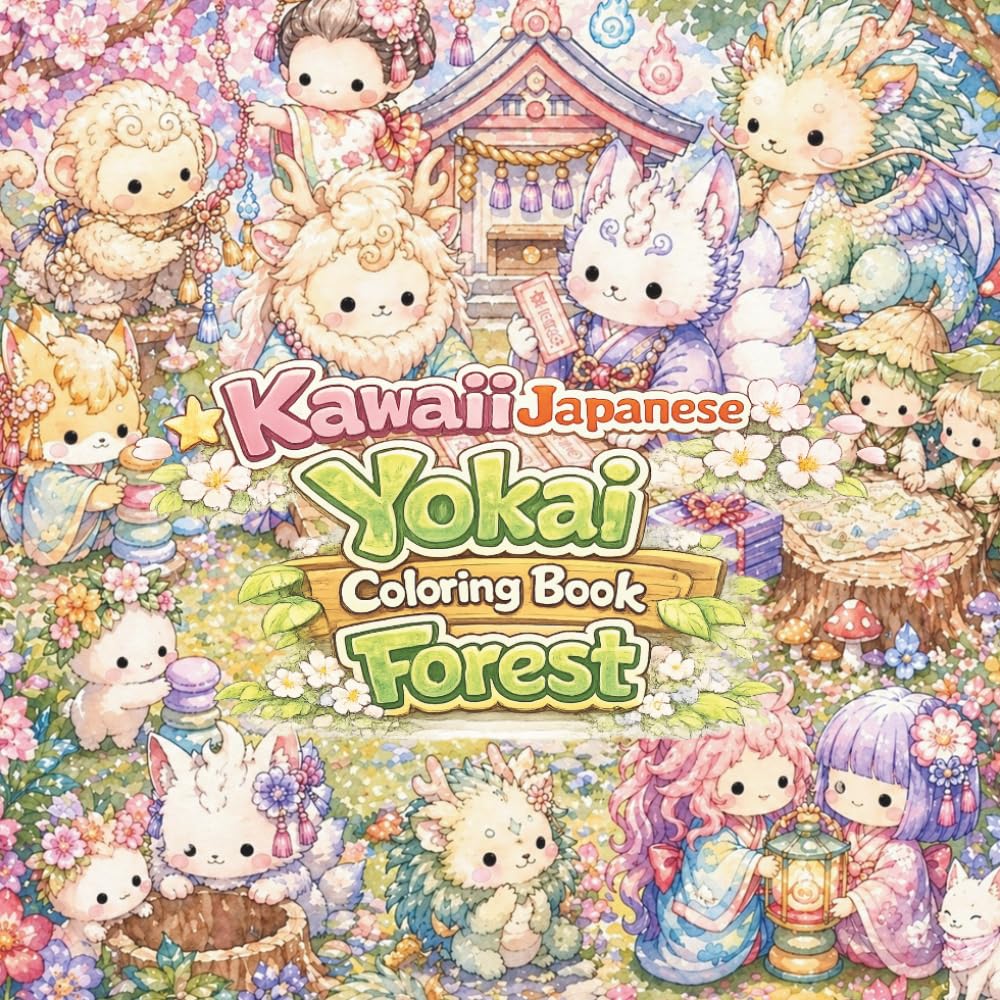 Kawaii Japanese Yokai: Coloring Book Forest