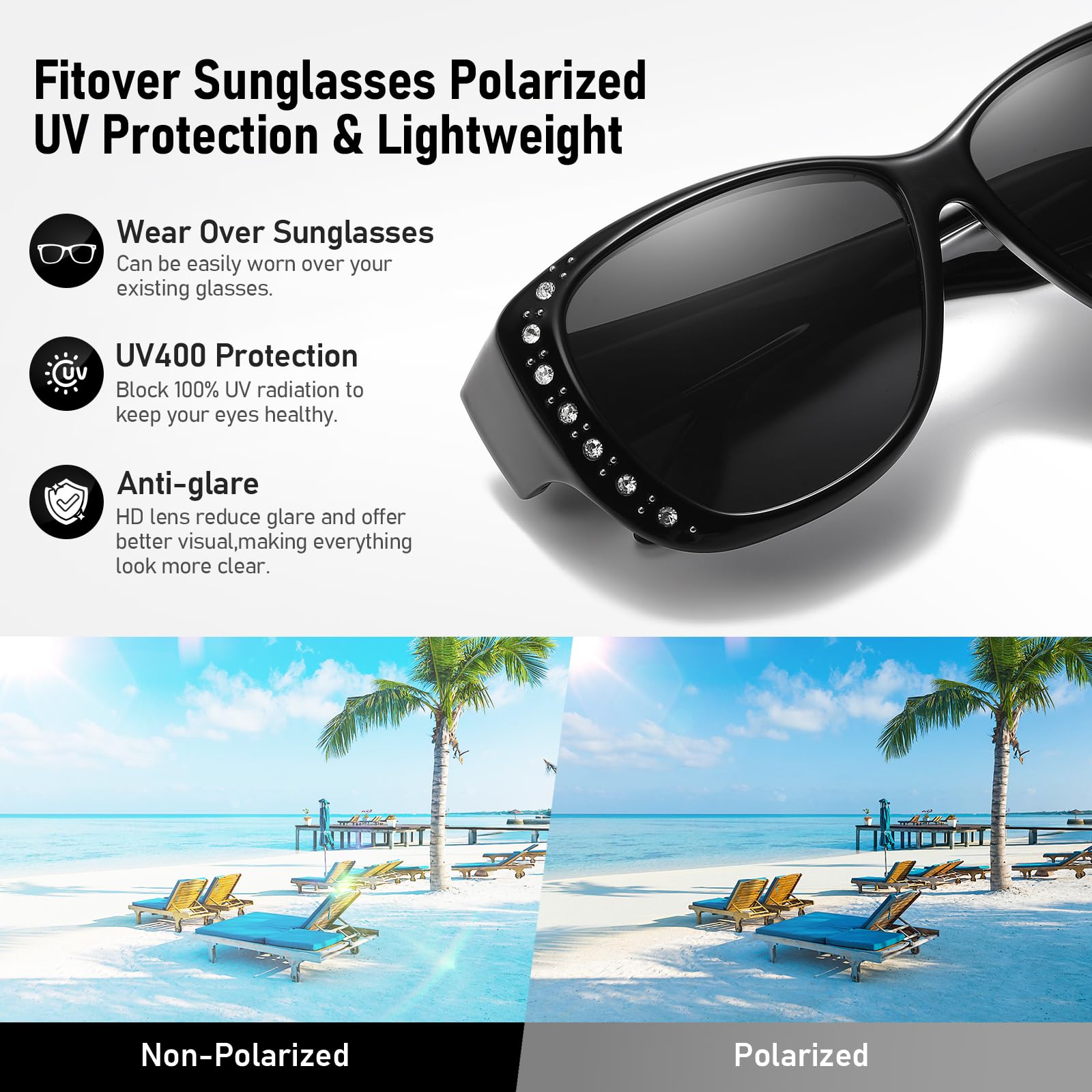 HAOLOTA Polarisierte Sonnenbrille für Damen und Herren, modische quadratische Form, UV-Schutz