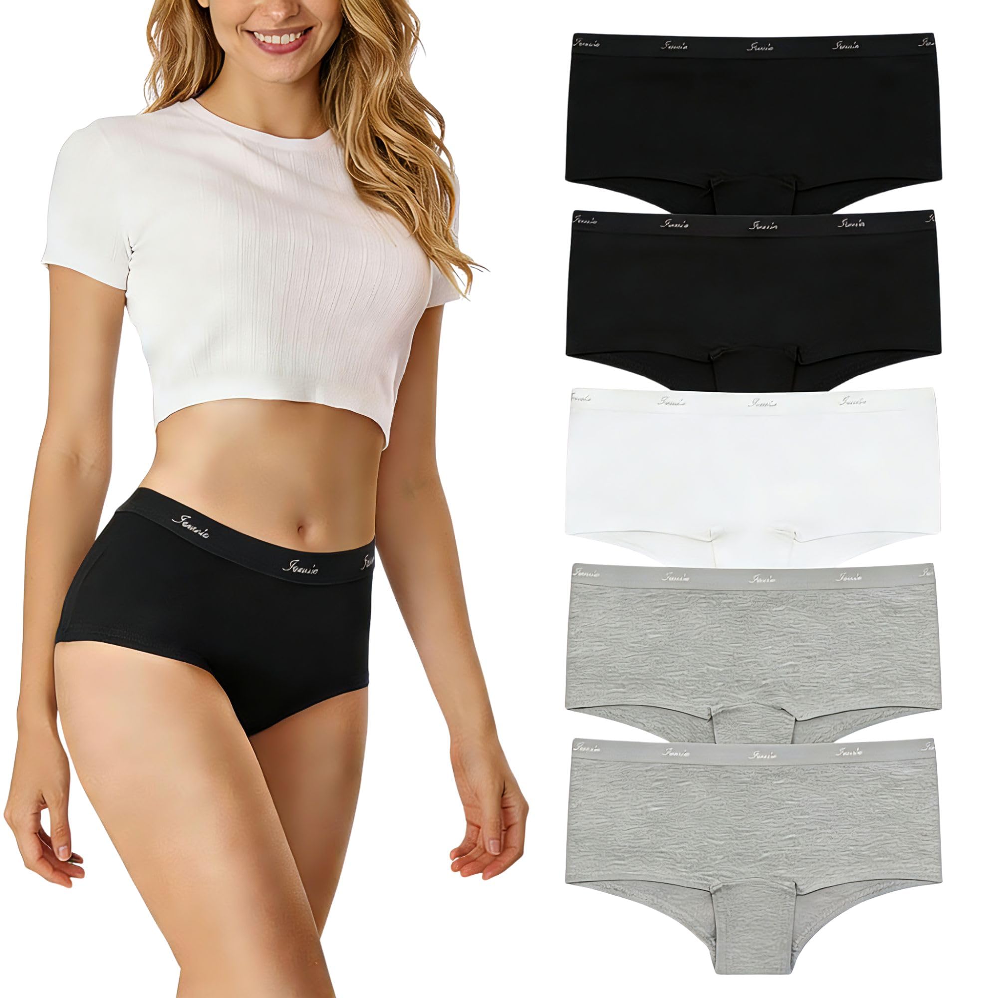 Iausie Unterhosen Damen Bio Baumwolle Panties Atmungsaktiv Boxershorts Bequeme Unterwäsche 5er Pack