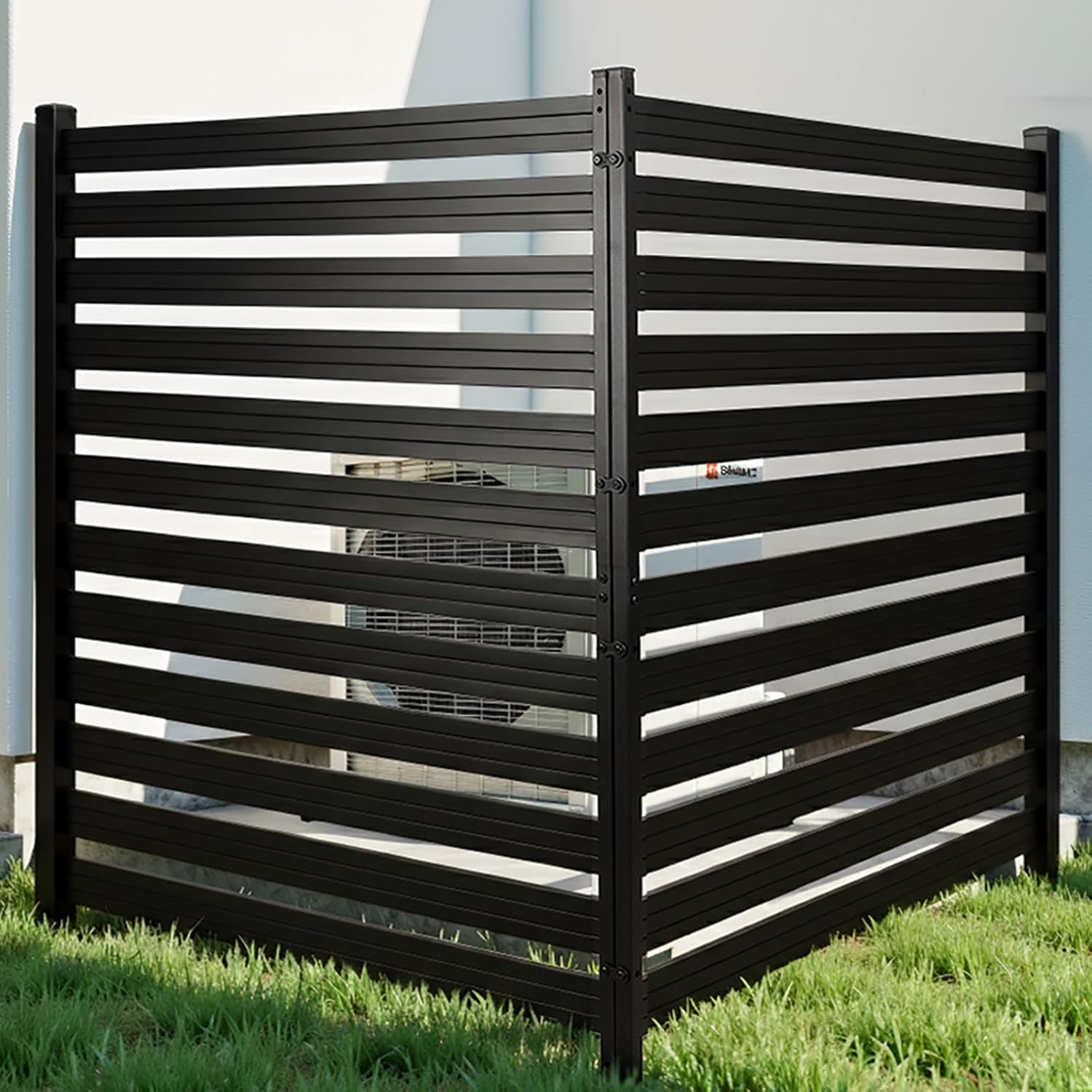 1 Panels No Dig Metal Privacy Fence Screen, 65" H x 38" W Outdoor Air Conditioner Fence, Trash Can Privacy Fence for Pool Equipment Enclosure, Decorative Garden Backyard