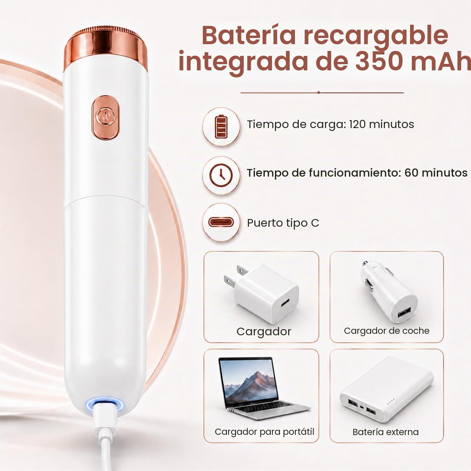 Depiladora Facial Mujer, 2 en 1 Depiladora Cara para Mujeres Recargable con Luz LED, Afeitadora Facial Depiladora Eléctrica Portátil Sin Dolor, Maquinilla Eléctrica para Rostro Piernas Brazos y Bikini