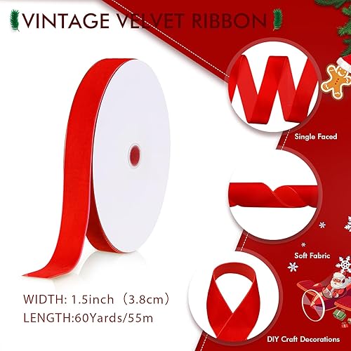 Miniatura 320 de Chuangdi 3/8 pulgadas, 60 yardas, cinta de terciopelo azul verde azulado de Navidad, cintas anchas de terciopelo vintage para adornos de árbol