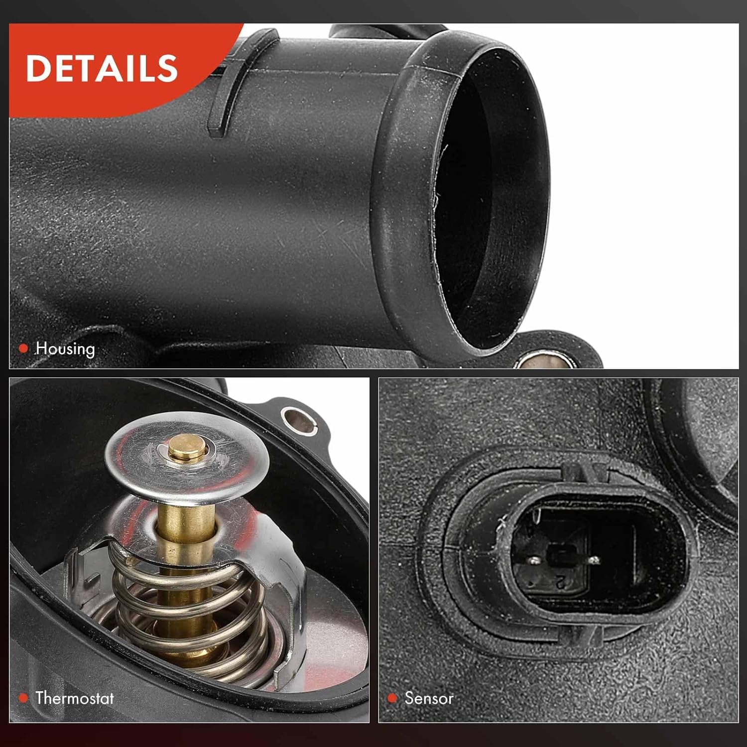 A-Premium Engine Coolant Thermostat Housing Assembly with O-ring Compatible with Audi Q7 2007-2010, S6 2007-2011, S8 2007-2009, A6 Quattro 2007-2011, A8 Quattro 2007-2010 & Volkswagen Touareg