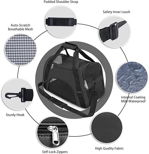 Vista 7 de YLONG Transportador de mascotas aprobado por aerolíneas, transportador de viaje para mascotas de lados suaves para gatos, perros, cachorros, bolsa