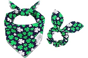 E-Clover St. Patrick's Day Dog Bandana & Matching Scrunchie Set