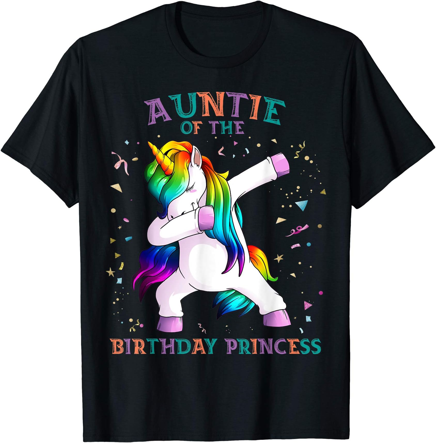 Auntie of Birthday Princess Dab Unicorn Aunt Rainbow Gift T-Shirt
