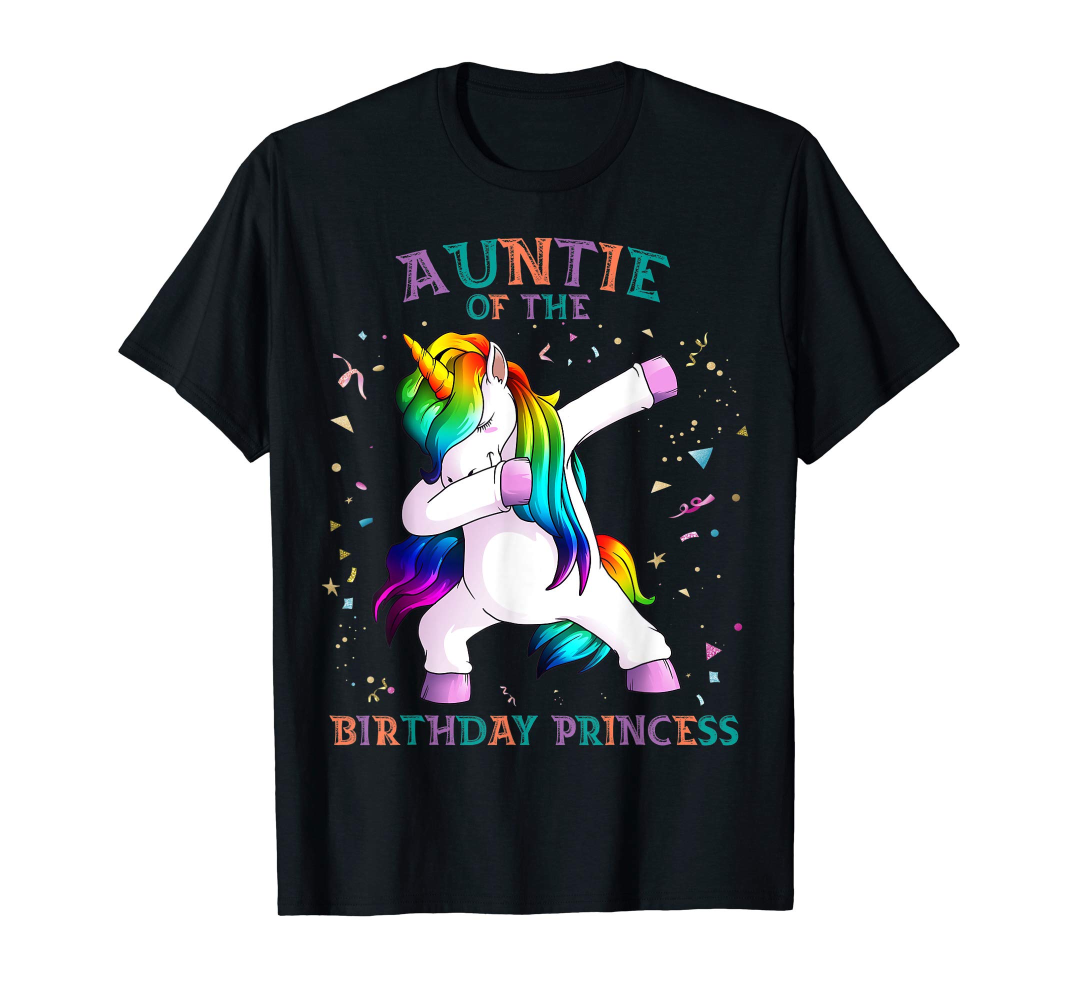 Auntie of Birthday Princess Dab Unicorn Aunt Rainbow Gift T-Shirt