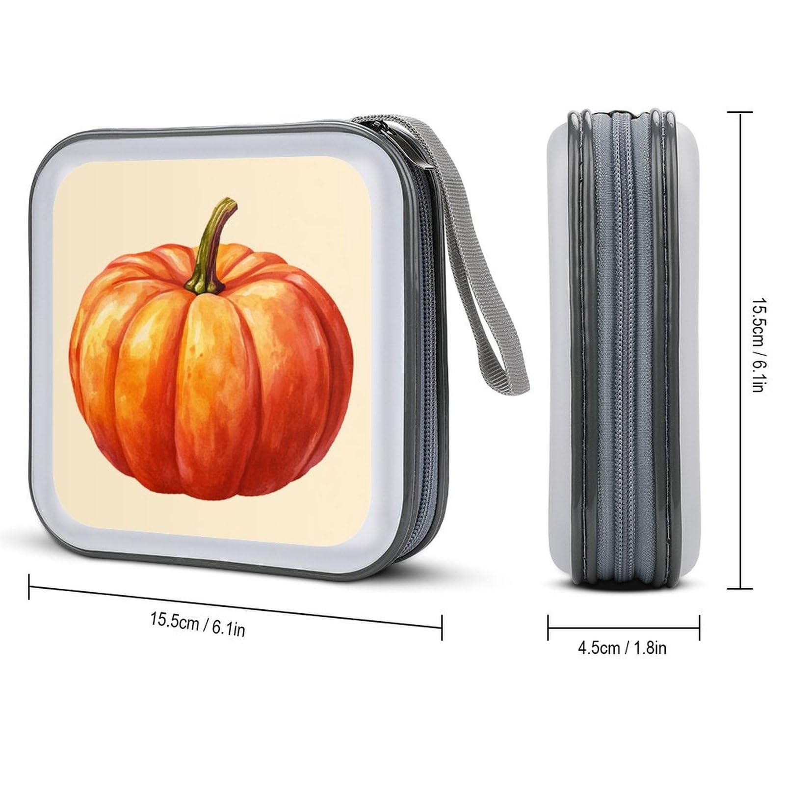 DuduYH Orange Pumpkin on Beige Vintage CD Case DVD Storage Case Portable