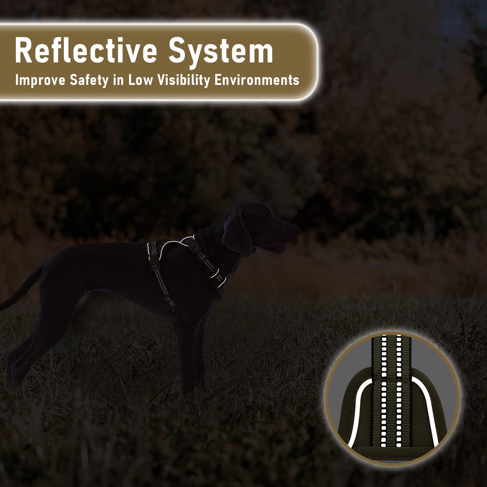 X-Large Dog Harness, No Pull Easy Walker Escape Proof Vest with Handle, Reflective Pet Harness with 2 Leash Clips and 3 Buckles, No Rub No Choke, Newfoundland Alaska German Shepherd Mastiffs, XL - image 5