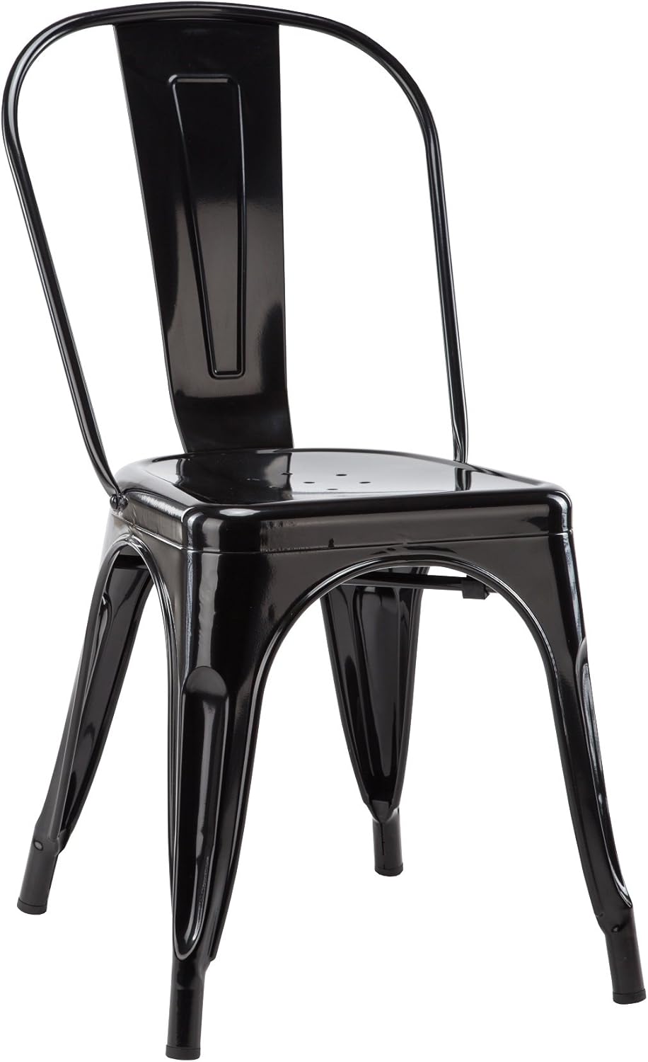 Hodedah Stackable Indoor/Outdoor Metal Chair, Black Office Products