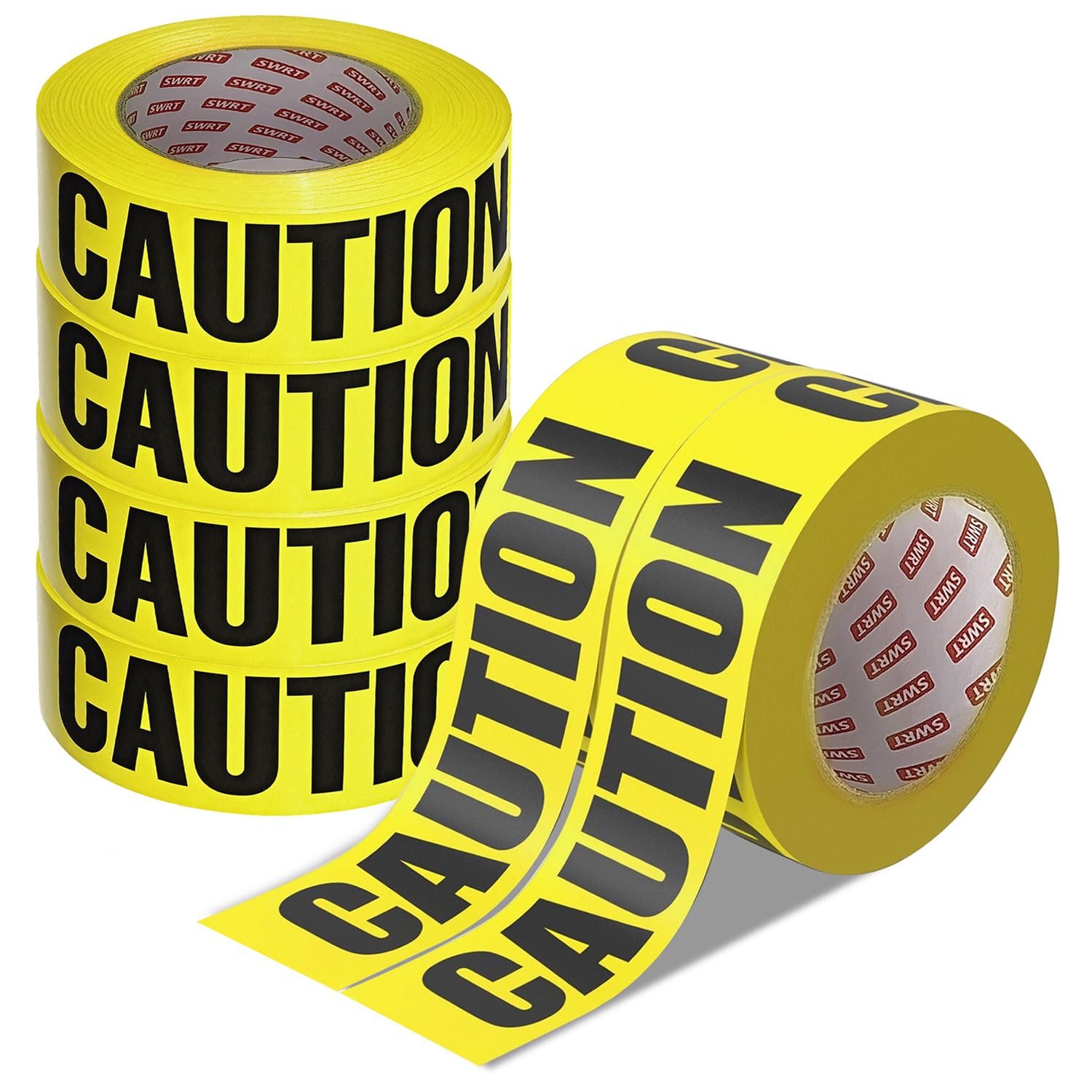 Photo 1 of SWRT 6 Rolls Premium Yellow Caution Tape, 3 Inch x 1000FT(Total 6000FT) Bright Hazard Tape with Bold Black Text for Danger Zones/Sporting Events, Construction Tape for Crime Scenes/Halloween Decor