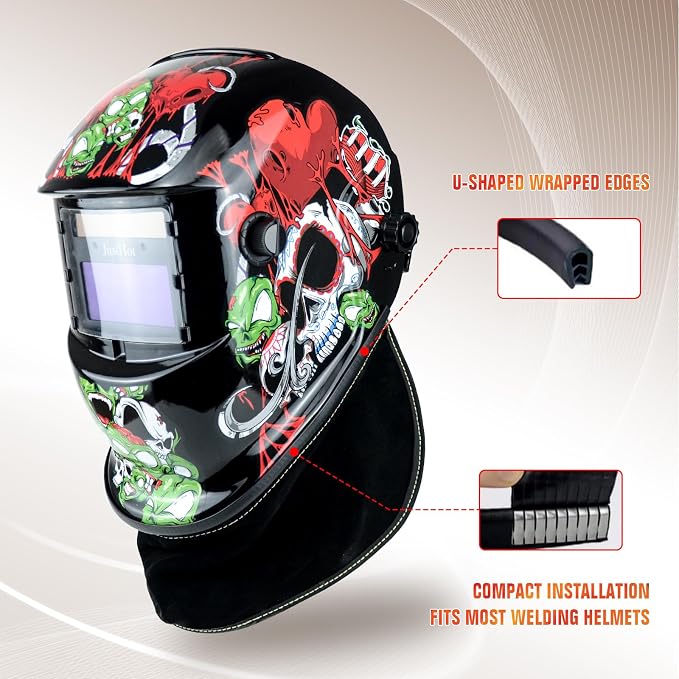 Babero de cuero resistente al calor para casco de soldadura miniatura 3
