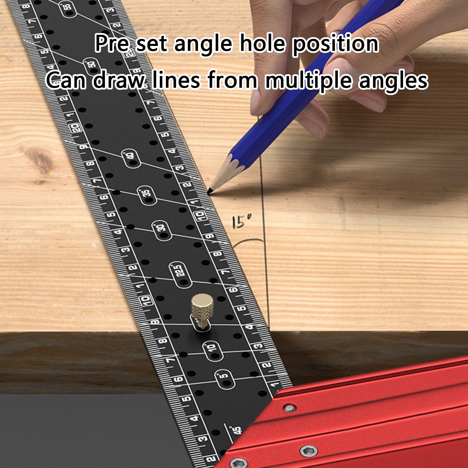 Équerre de menuiserie professionnelle de précision, plusieurs angles, outil de mesure, équerre de combinaison pour un marquage précis et un dessin, équerre de combinaison générale