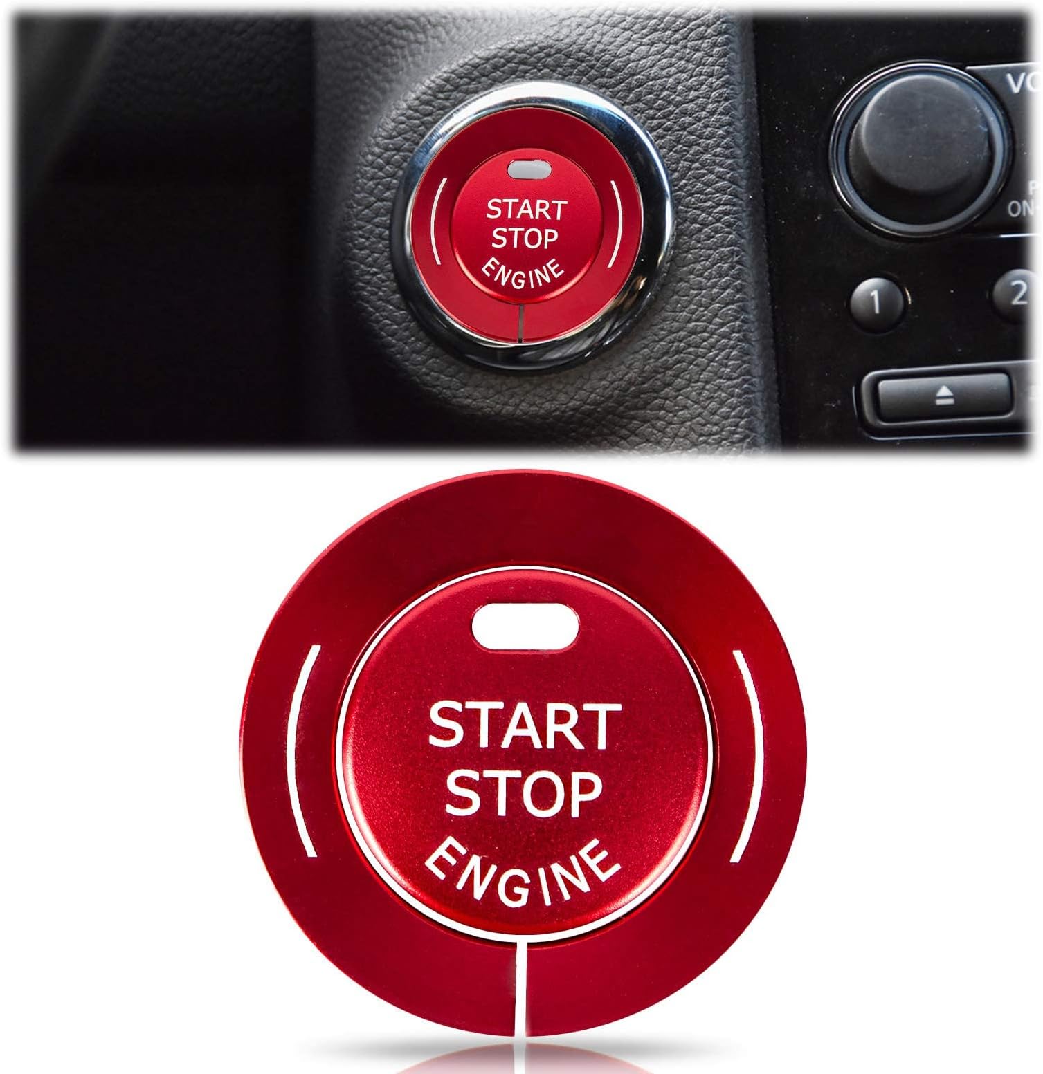 Engine Push Start Stop Button Cover for Infiniti Q50L QX50 Q50 QX56 Q60 QX70 Q70L QX80 QX30, Ignition Button Decoration Trim & Ring Protector Stickers Car Accessories for Infiniti (Red)