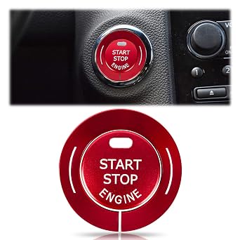 Engine Push Start Stop Button Cover for Infiniti Q50L QX50 Q50 QX56 Q60 QX70 Q70L QX80 QX30, Ignition Button Decoration Trim & Ring Protector Stickers Car Accessories for Infiniti Red