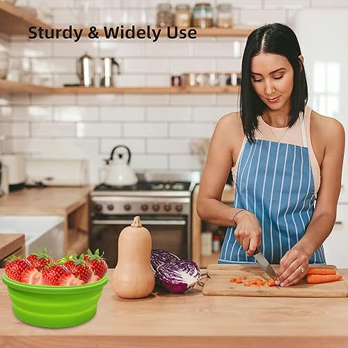 Miniatura 5 de Cuenco plegable para camping, cuenco de viaje plegable de silicona, cuenco portátil expandible y reutilizable, cuenco de almacenamiento ligero para