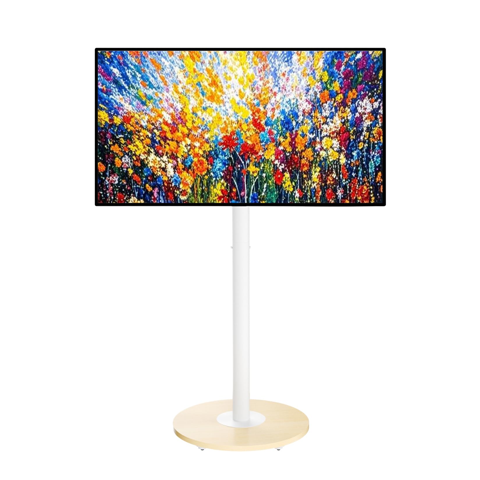 unho TV Standfuss Höhenverstellbar, TV Ständer Rollbar, TV Bodenständer für 40-75 Zoll Fernsehstand, VESA 600x400mm, bis Max 50kg, weiß