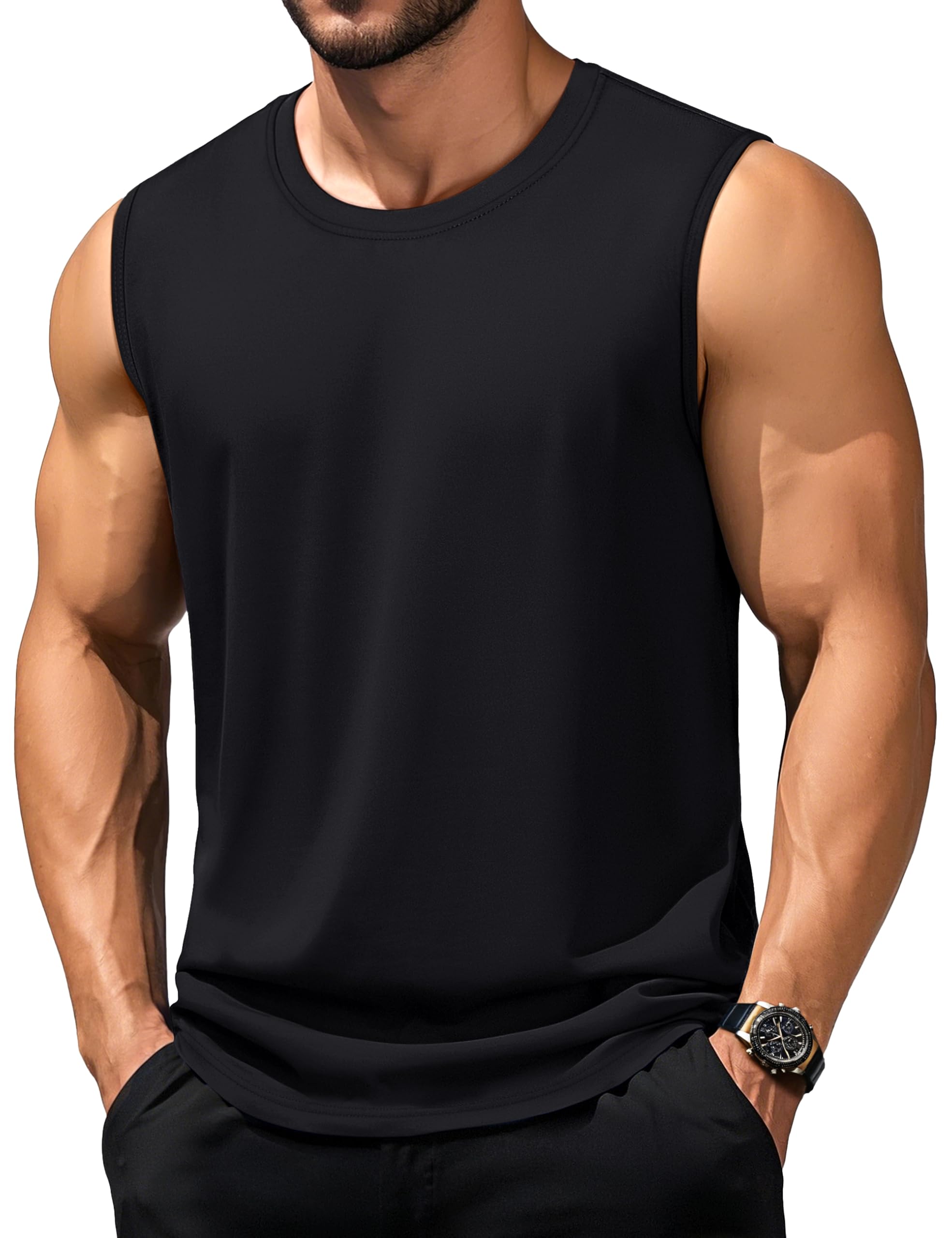 TACVASEN Tank Top Herren Baumwolle Gym Ärmelloses Shirt Sport Muskelshirt Fitness Tanktop Funktionsshirt Atmungsaktiv