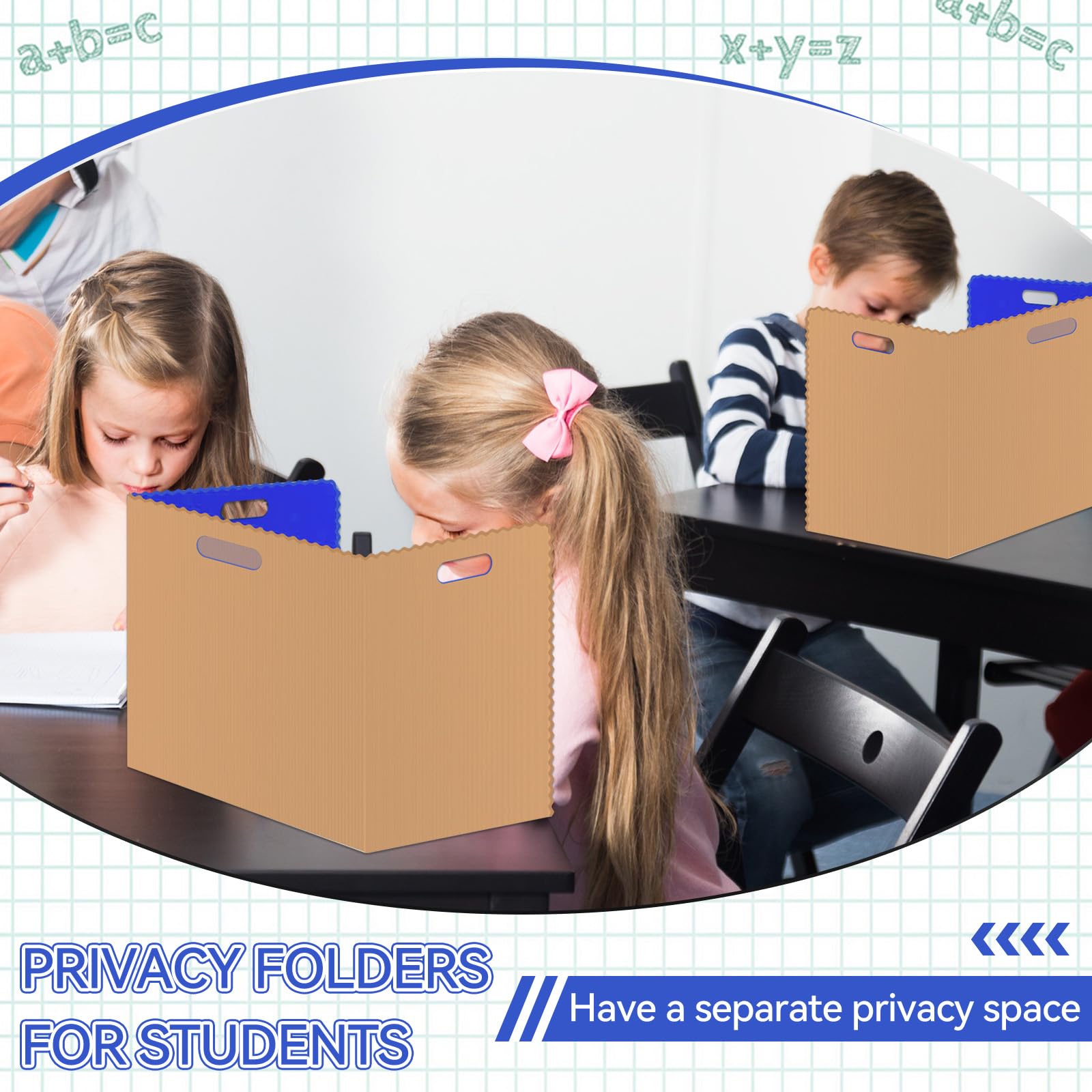 Schreibtische Sichtschutzteiler Schüler Set Privatsphäre Testbretter Study Carrel Klassenzimmer Sichtschutz Panel Stern Sichtschutz Ordner für Schule Lehrer Studium Test Home Office (Blau)