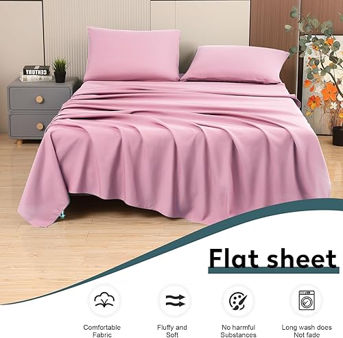 Miniatura 4 de Toodou Suave y sedosa, la sábana encimera rosa más cómoda y lujosa para cama individual está hecha de microfibra suave resistente a las arrugas es