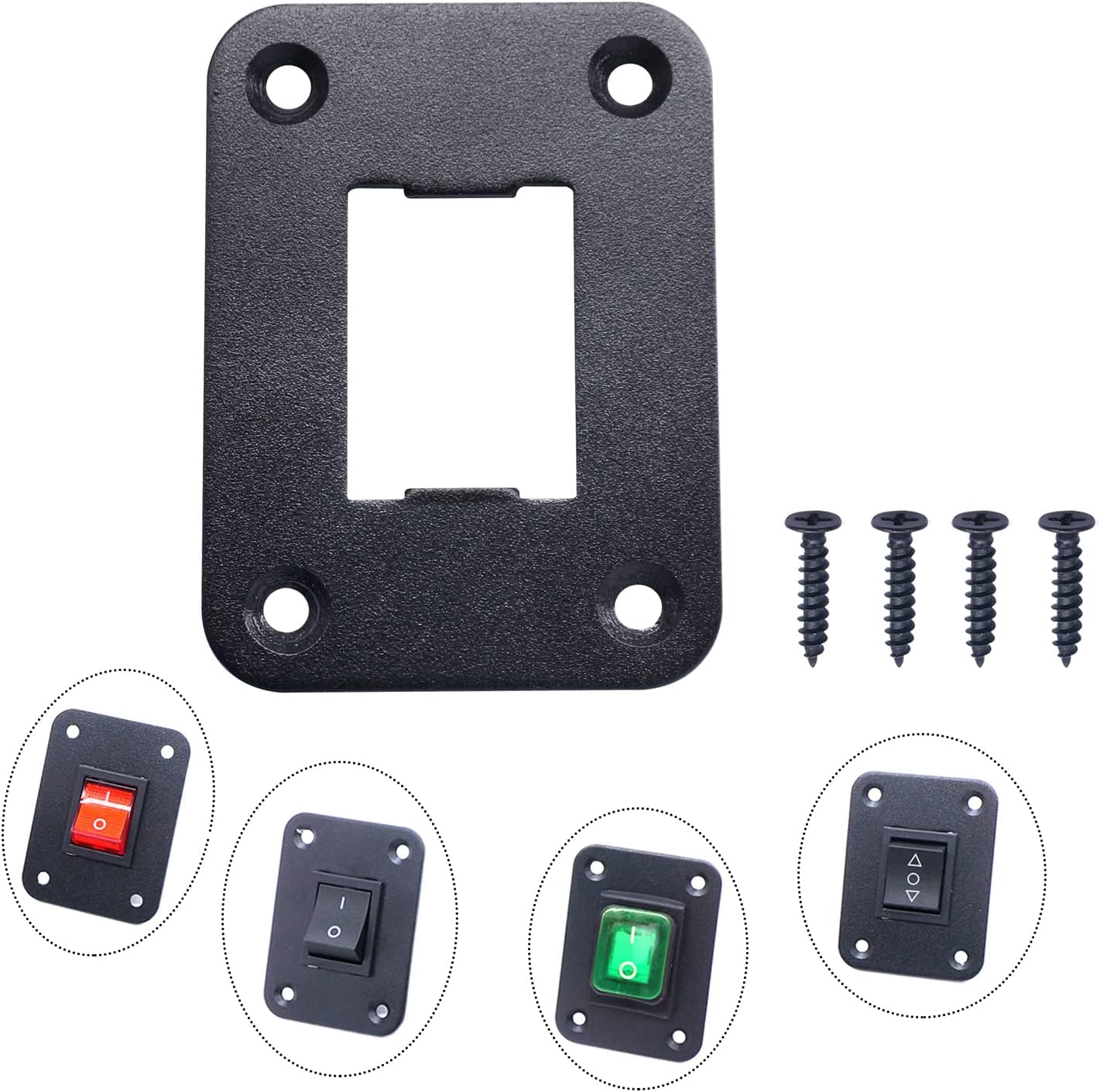 Twidec/KCD Rocker Switch Panel Housing 1 Way KCD2 KCD4 Metal Aluminum Switch Plate Holder Universal Car Trailer Boat Toggle Switch N-K-050-1K