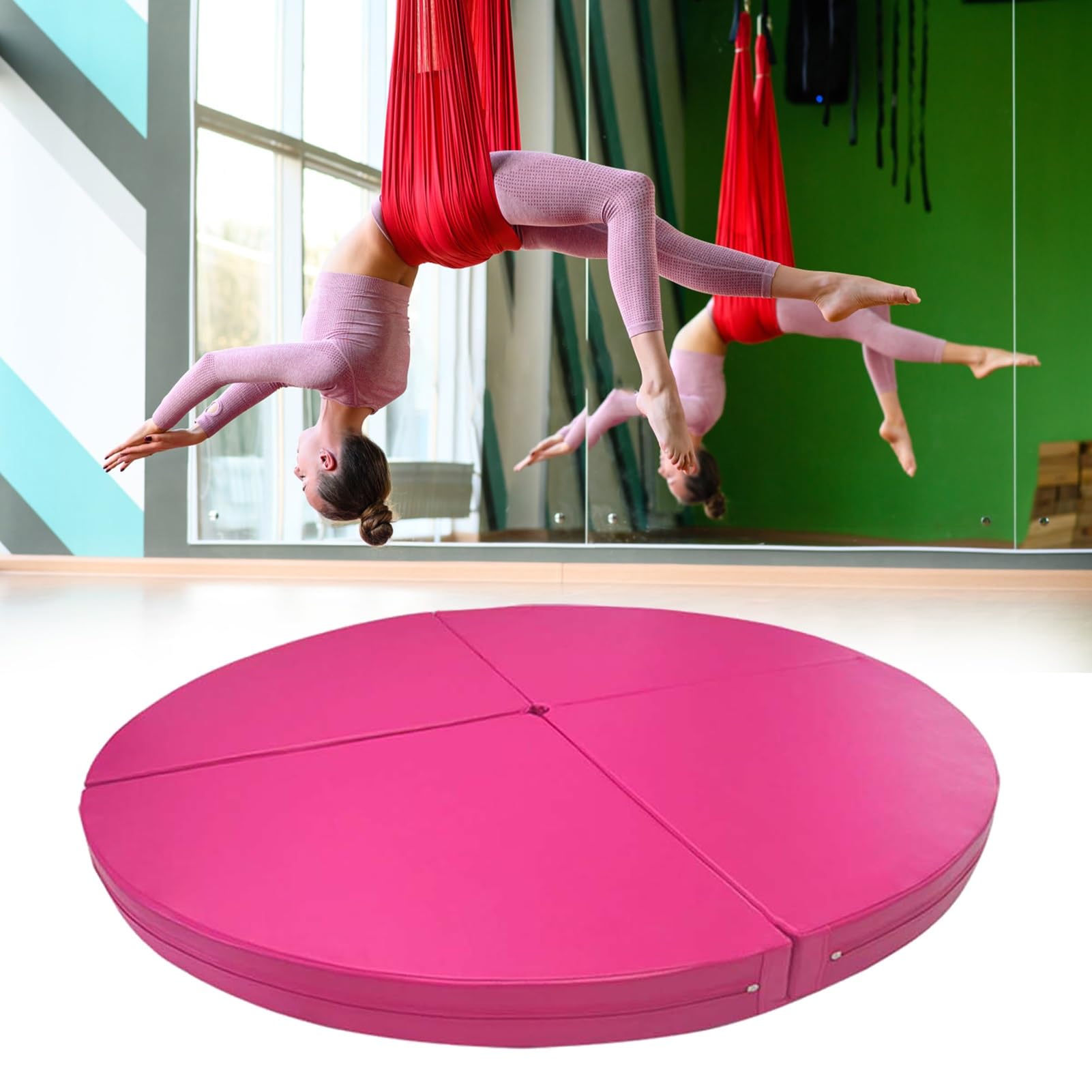 Tapis de yoga et de pole dance épais, pliable et antidérapant, protection pour barre de strip-teaseuse, épaisseur 2,5/5,1 cm, 120-200 cm (rose, 119 x 3 cm), pour des exercices et une utilisa