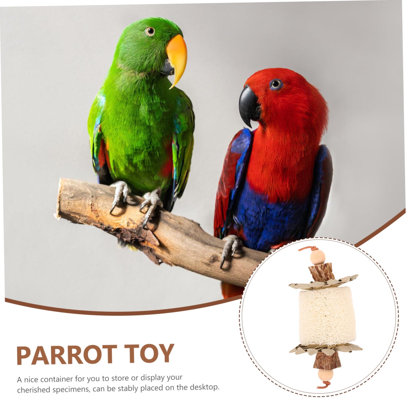 HANABASS Jouet à Mâcher pour Oiseaux Jouet Tissé Luffa Et Suspension pour Cage à Oiseaux pour Perroquets Et Conures