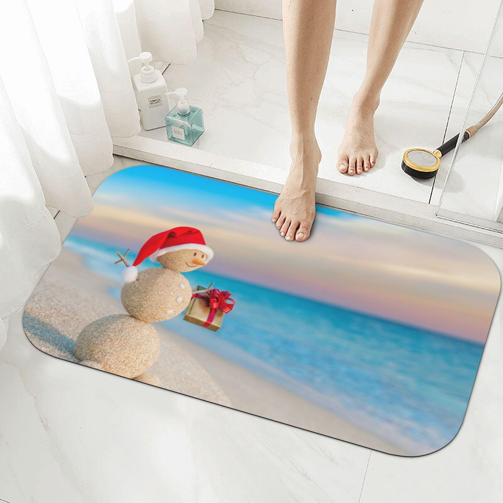 Tapis de douche rigide en diatomite absorbante et antidérapante pour sortie de bain