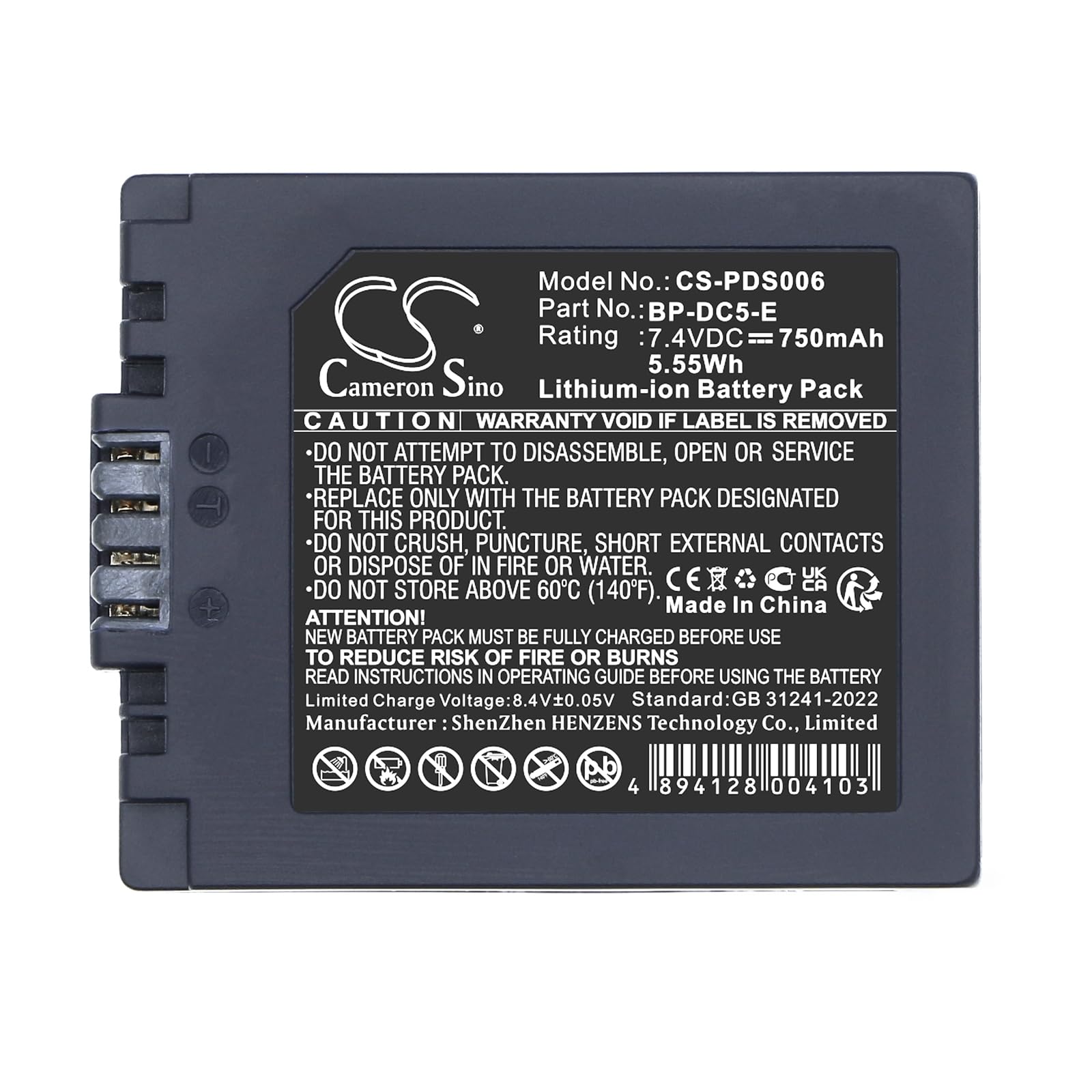 Batteria Sostitutiva Per Panasonic Lumix DMC-FZ50 - 7,2V Li-Ion 600mAh/4,3Wh - 2