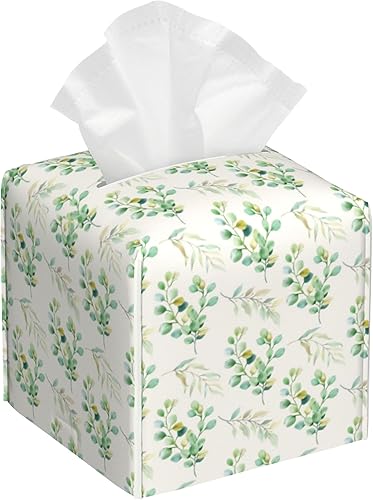 Miniatura 21 de Caja de pañuelos con diseño floral de amapola marrón con acuarela, diseño de flores abstractas de cuero, soporte decorativo para caja de papel de